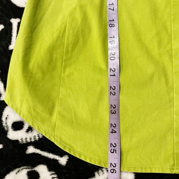 WORTHINGTON Chartreuse green short-sleeve button-down shirt MEDIUM LARGE blouse - Picture 6 of 14